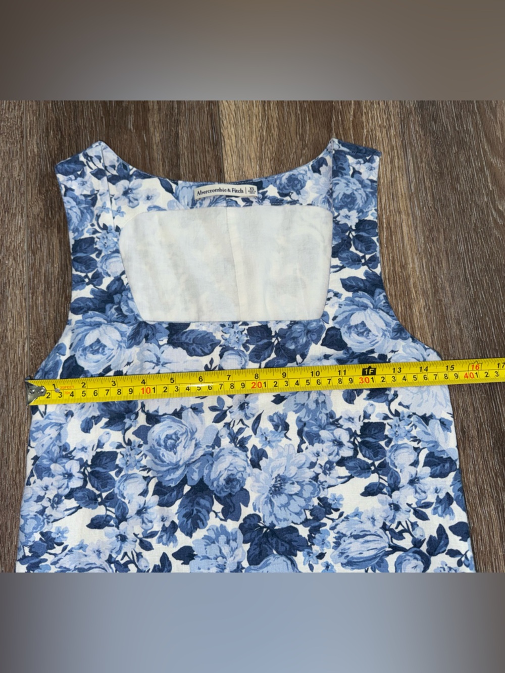 Abercrombie & Fitch Linen Blend Wide Strap Blue Floral Mini Dress Size XS š - Picture 9 of 10